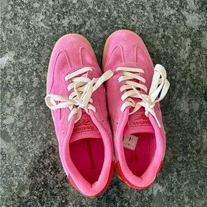 Reebok Pink Suede Low-Top Sneakers with Cream Laces